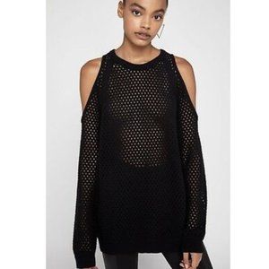 NWT BCBGeneration Oversized Open Knit Cold Shoulder Longsleeve Sweater Size XS